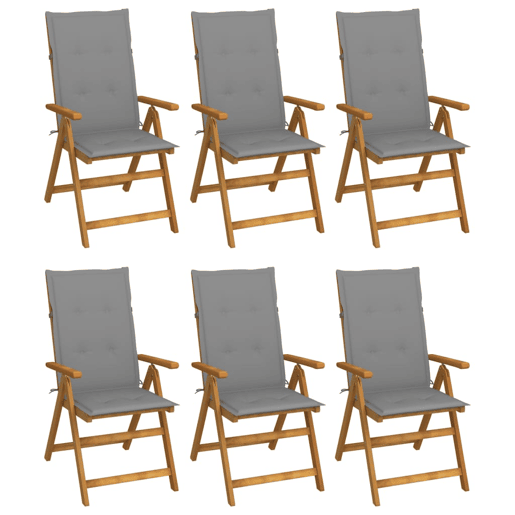 Cadeiras de jardim - Cadeiras de exterior dobráveis c almofadões 6 pcs acácia maciça