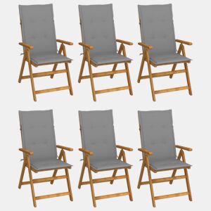 Cadeiras de jardim - Cadeiras de exterior dobráveis c almofadões 6 pcs acácia maciça