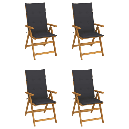 Cadeiras jardim - Cadeiras exterior reclináveis c almofadões 4 pcs acácia maciça