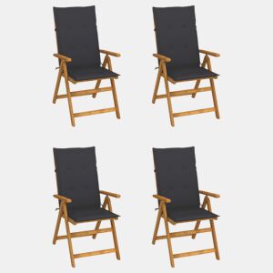 Cadeiras jardim - Cadeiras exterior reclináveis c almofadões 4 pcs acácia maciça