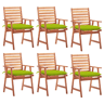 Cadeiras de jantar p jardim - Cadeiras de exterior 6 pcs c almofadões acácia maciça