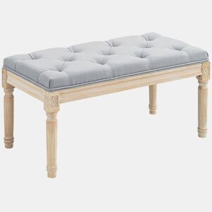 HOMCOM Banco de Cama Banco Acolchoado com Linho Sintético e Pés de Madeira Estilo Vintage Banco para Quarto Entrada Corredor Cinzento Claro