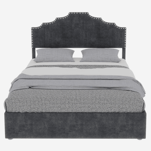 Cama estofada 160x200 - cabeceira macia e canapé rebatível com pistão - cinzento