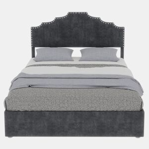 Cama estofada 160x200 - cabeceira macia e canapé rebatível com pistão - cinzento