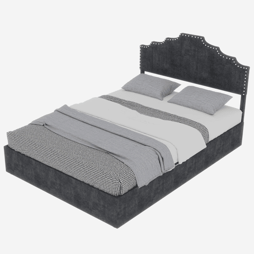 Cama estofada 160x200 - cabeceira macia e canapé rebatível com pistão - cinzento
