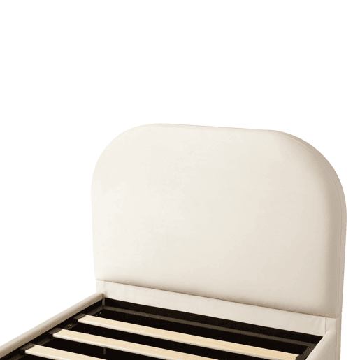 Cama individual estofada 90x200 - cama funcional hidráulica com arrumação e cabeceira - bege Cama individual estofada 90x200 - cama funcional hidráulica com arrumação e cabeceira - bege