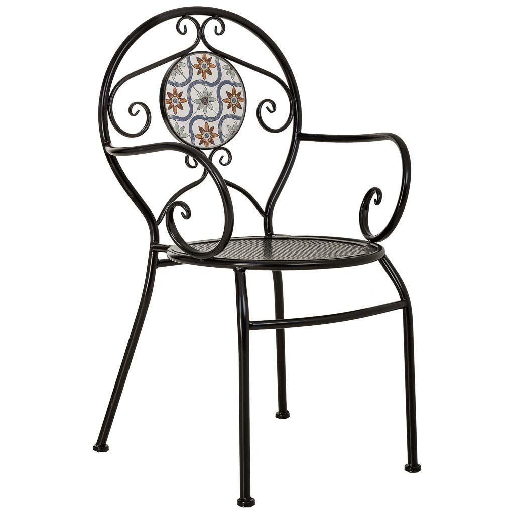 Sillon de mosaico y forja naranja 58x54x88h cm