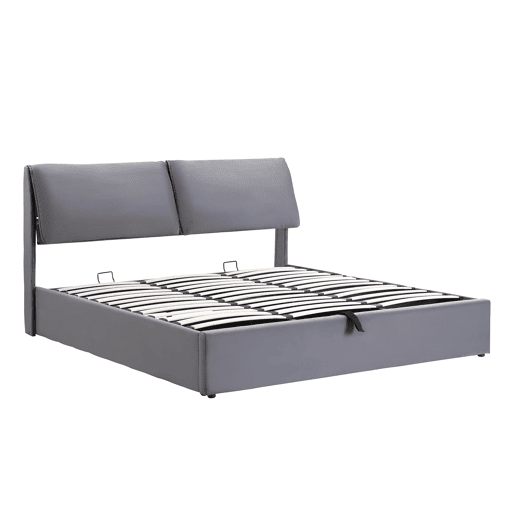Cama estofada 160x200 - hidráulica com 3 gavetas e arrumação - cinzenta