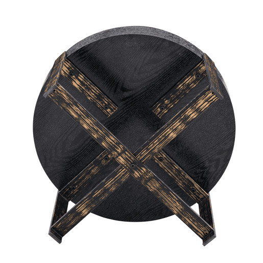 Mesa auxiliar redonda Ø68 cm - design moderno com base metálica cruzada - preta