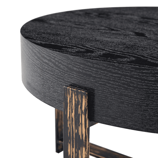 Mesa auxiliar redonda Ø68 cm - design moderno com base metálica cruzada - preta