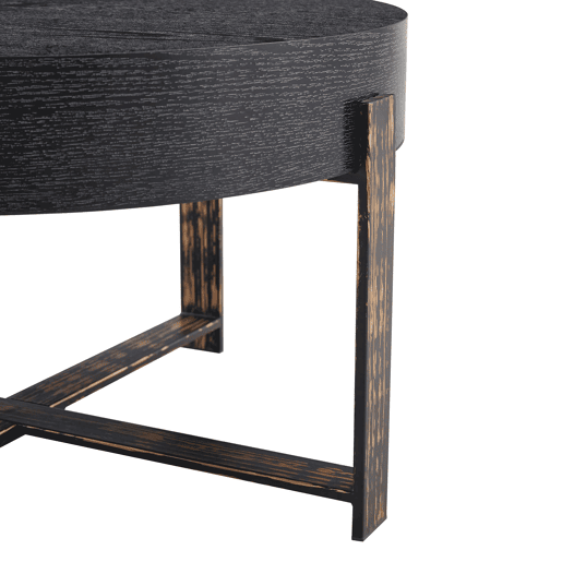 Mesa auxiliar redonda Ø68 cm - design moderno com base metálica cruzada - preta