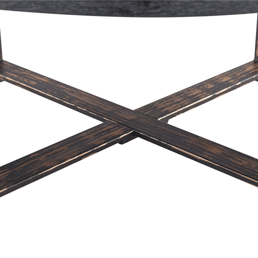 Mesa auxiliar redonda Ø68 cm - design moderno com base metálica cruzada - preta