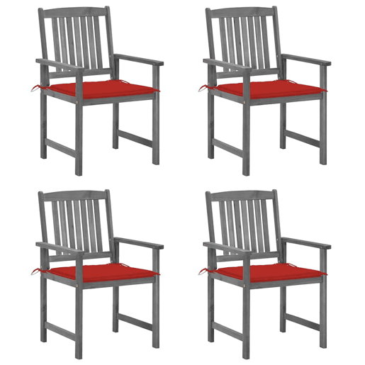 Cadeiras de jardim - Cadeiras de exterior com almofadões 4 pcs acácia maciça cinza