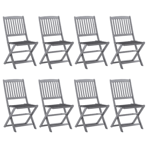 Cadeiras de exterior - Cadeiras de jardim dobráveis 8pcs c almofadões acácia maciça