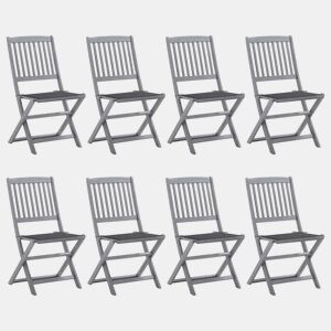 Cadeiras de exterior - Cadeiras de jardim dobráveis 8pcs c almofadões acácia maciça