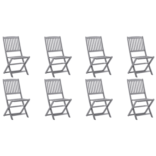Cadeiras de exterior - Cadeiras de jardim dobráveis 8pcs c almofadões acácia maciça