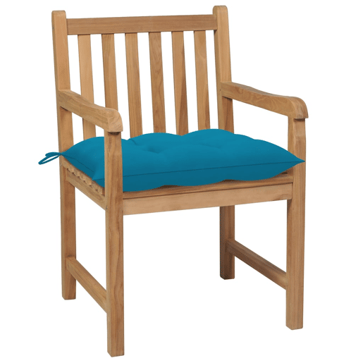 Cadeiras de jardim - Cadeiras de exterior c almofadões azul-claro 6 pcs teca maciça Cadeiras de jardim - Cadeiras de exterior c almofadões azul-claro 6 pcs teca maciça
