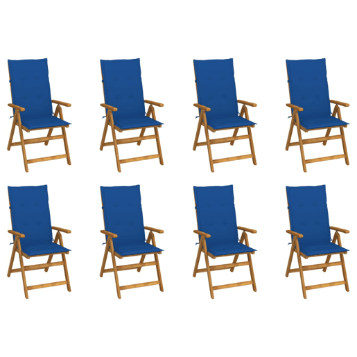 Cadeiras de jardim - Cadeiras de exterior dobráveis c almofadões 8 pcs acácia maciça