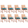 Cadeiras de jantar p jardim - Cadeiras de exterior 8 pcs c almofadões acácia maciça