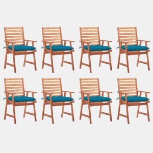 Cadeiras de jantar p jardim - Cadeiras de exterior 8 pcs c almofadões acácia maciça