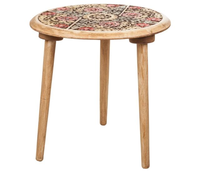 Mesa de centro de madera artesanal rojo 45x45x45h cm
