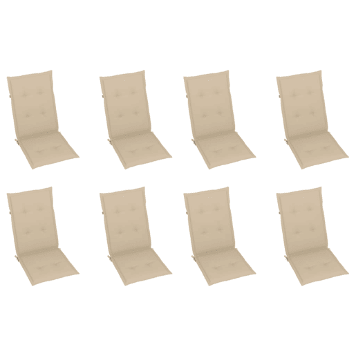 Cadeiras de jardim - Cadeiras de exterior dobráveis c almofadões 8 pcs acácia maciça