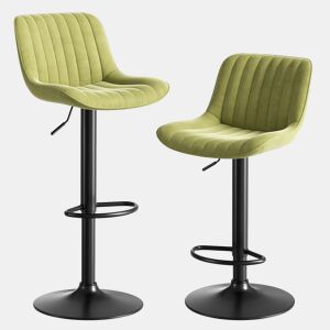 Bancos giratórios para sala de jantar, 2 unidades - aveludados, ajustáveis, 360° - verde