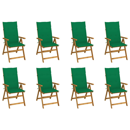 Cadeiras de jardim - Cadeiras de exterior dobráveis c almofadões 8 pcs acácia maciça