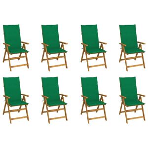 Cadeiras de jardim - Cadeiras de exterior dobráveis c almofadões 8 pcs acácia maciça