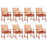 Cadeiras de jantar p jardim - Cadeiras de exterior 8 pcs c almofadões acácia maciça