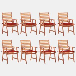 Cadeiras de jantar p jardim - Cadeiras de exterior 8 pcs c almofadões acácia maciça