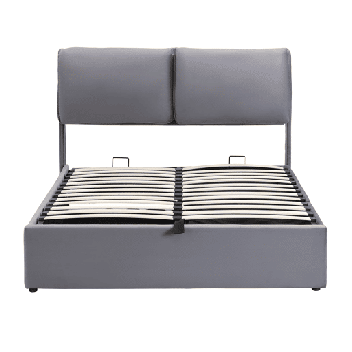Cama estofada 140x190 - base hidráulica, 3 gavetas, arrumação, sem colchão - cinzento Cama estofada 140x190 - base hidráulica, 3 gavetas, arrumação, sem colchão - cinzento