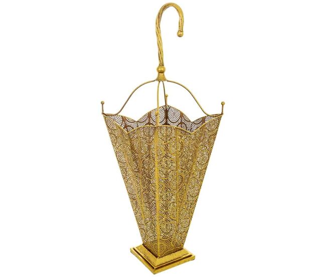 Paragüero de metal dorado 29x29x82.5h cm
