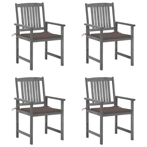 Cadeiras de jardim - Cadeiras de exterior com almofadões 4 pcs acácia maciça cinza