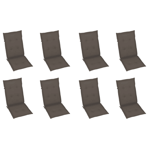 Cadeiras de jardim - Cadeiras de exterior reclináveis c almofadões 8 pcs teca maciça