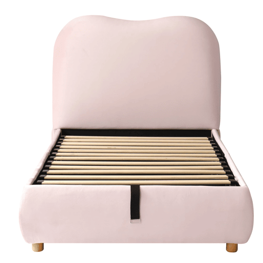 Cama individual 90x200 - canapé hidráulico com cabeceira estofada - rosa