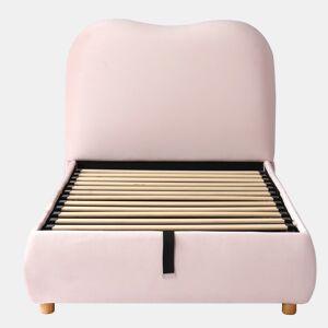 Cama individual 90x200 - canapé hidráulico com cabeceira estofada - rosa