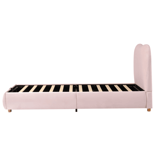 Cama individual 90x200 - canapé hidráulico com cabeceira estofada - rosa