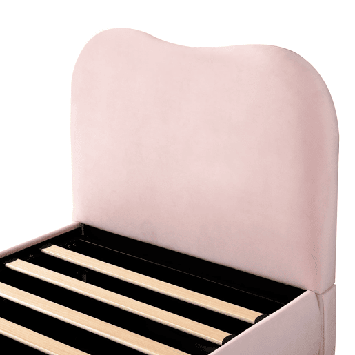 Cama individual 90x200 - canapé hidráulico com cabeceira estofada - rosa