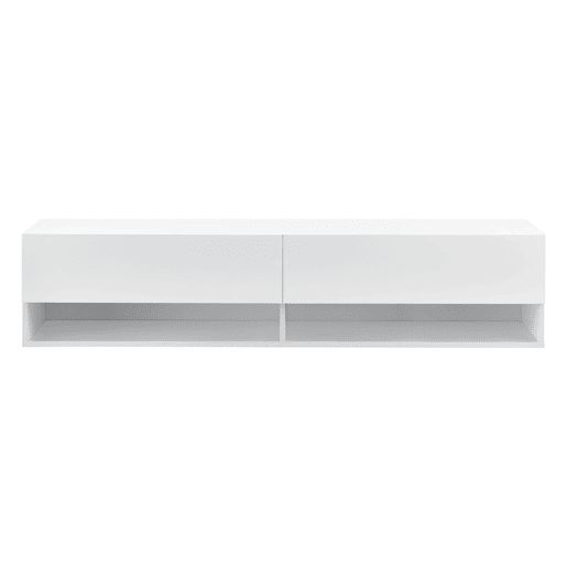 Prateleira de parede 2 gavetas portas móvel de suporte TV 140 cm branco 03_0005184 Prateleira de parede 2 gavetas portas móvel de suporte TV 140 cm branco 03_0005184