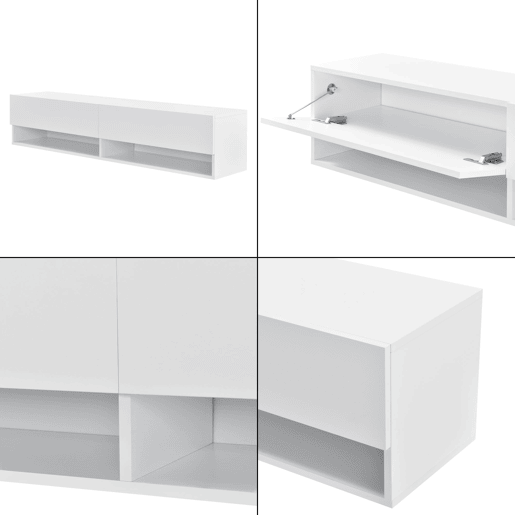 Prateleira de parede 2 gavetas portas móvel de suporte TV 140 cm branco 03_0005184 Prateleira de parede 2 gavetas portas móvel de suporte TV 140 cm branco 03_0005184