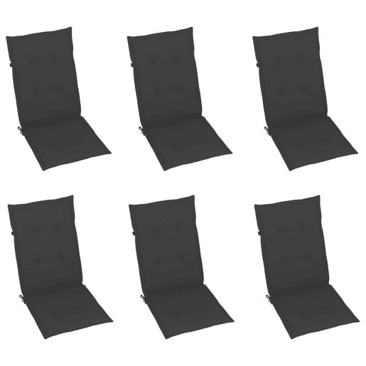 Cadeiras de jardim - Cadeiras de exterior c almofadões antracite 6 pcs teca maciça