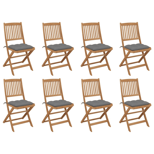 Cadeiras de exterior - Cadeiras de jardim dobráveis c almofadões 8pcs acácia maciça