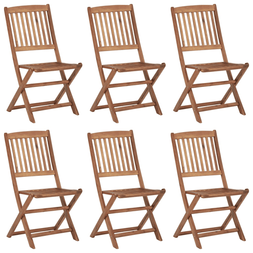 Cadeiras de jardim - Cadeiras de exterior dobráveis c almofadões 6 pcs acácia maciça