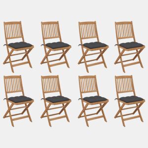 Cadeiras de exterior - Cadeiras de jardim dobráveis c almofadões 8pcs acácia maciça
