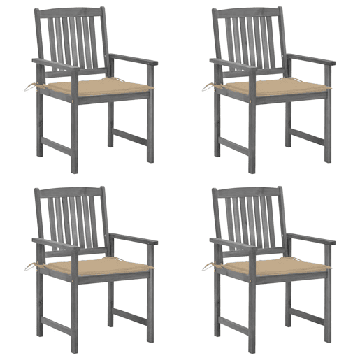 Cadeiras de jardim - Cadeiras de exterior com almofadões 4 pcs acácia maciça cinza