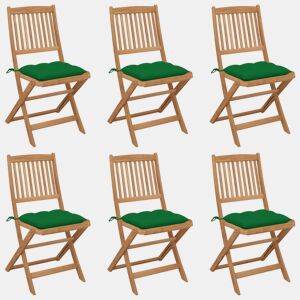 Cadeiras de jardim - Cadeiras de exterior dobráveis c almofadões 6 pcs acácia maciça