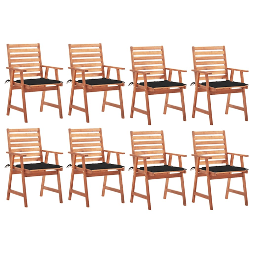 Cadeiras de jantar p jardim - Cadeiras de exterior 8 pcs c almofadões acácia maciça