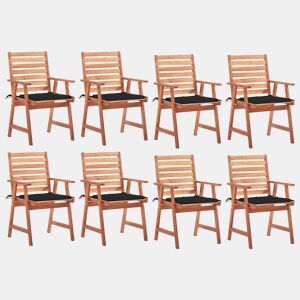 Cadeiras de jantar p jardim - Cadeiras de exterior 8 pcs c almofadões acácia maciça