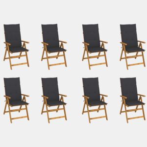 Cadeiras de jardim - Cadeiras de exterior dobráveis c almofadões 8 pcs acácia maciça